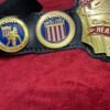 NWA USA Luger belt side plates 4mm brass detail gold plating Lex Luger championship wrestling etching close up