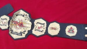 TNA World Title Replica Belt Custom Side Plates Gold Engraved View