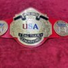 NWA US Tag Team Championship Belt center plate 4mm brass gold plating detail closeup