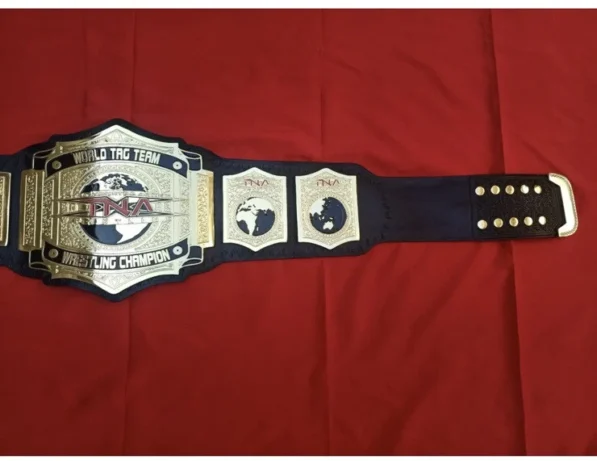 TNA World Tag Team Championship Belt side view showing 4mm brass plate thickness heavyweight
