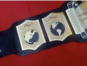 TNA World Tag Team Belt genuine cowhide leather strap flexible durable back view