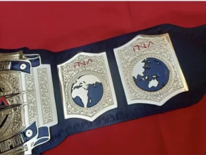 TNA World Tag Team Belt genuine cowhide leather strap flexible durable back view