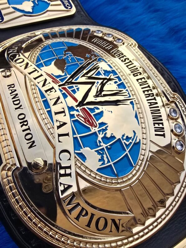 Replica WWE Intercontinental Belt Center Plate Closeup – Gold CNC Etching Detail