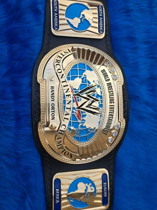 Replica WWE Intercontinental Belt Center Plate Closeup – Gold CNC Etching Detail