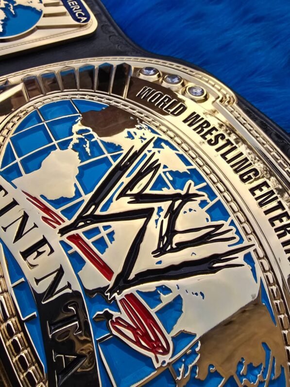 WWE Intercontinental Championship Belt Center Plate Closeup – Gold CNC Etching Detail